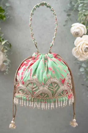 Mint Shibori Bucket Bag