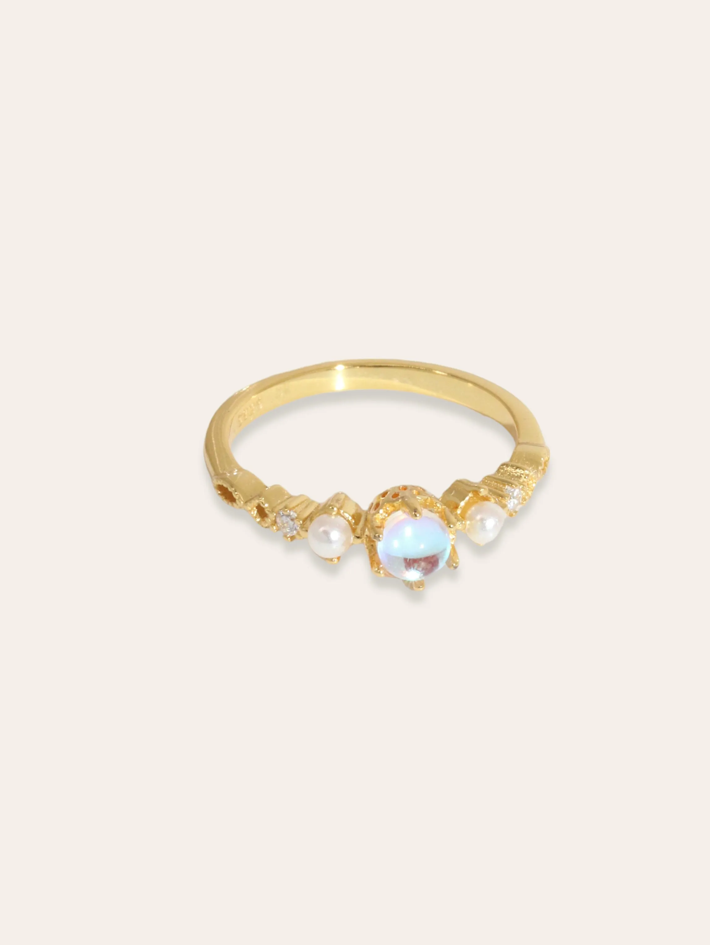 Moonstone Pearl Ring