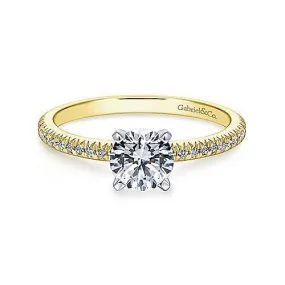 Mounting Only, Yellow Gold Thin Diamond Engagement Ring