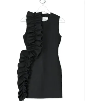 MSGM Black Ruffle Detail Mini Dress UK 10