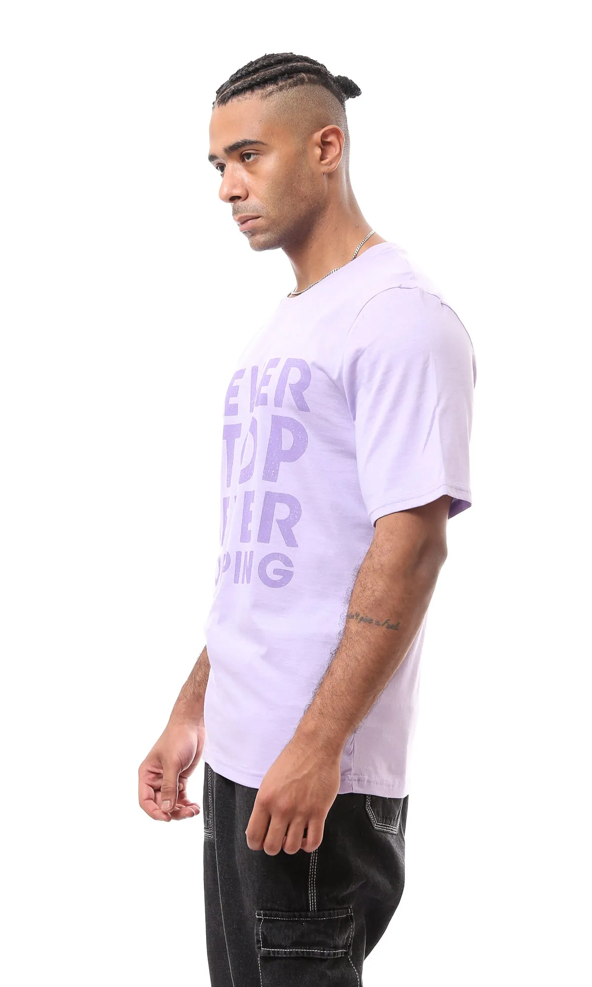 O163361 Light Purple Slip On Tee With Front Print