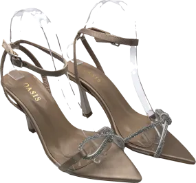 Oasis Beige Dimante Bow Strappy Heel UK 4 EU 37 👠