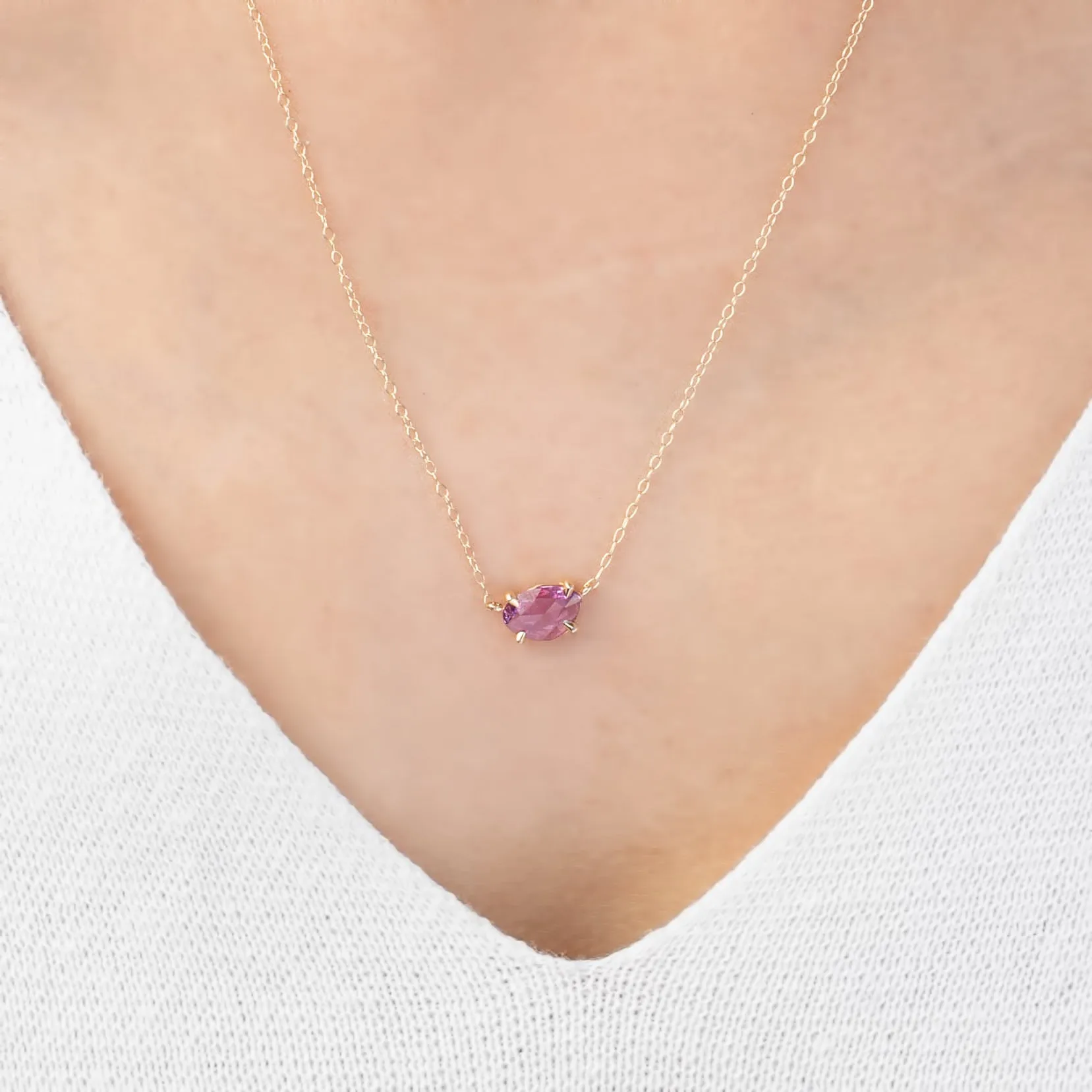 Organic Necklace 0.80ct Pink Rose Cut Sapphire (One of a kind)