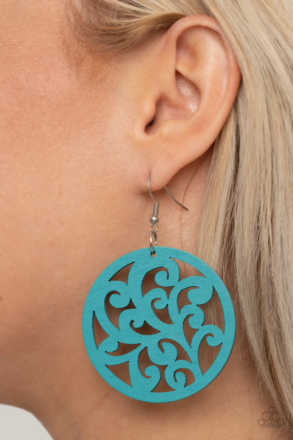 Paparazzi Fresh Off The Vine - Blue Wood Earrings