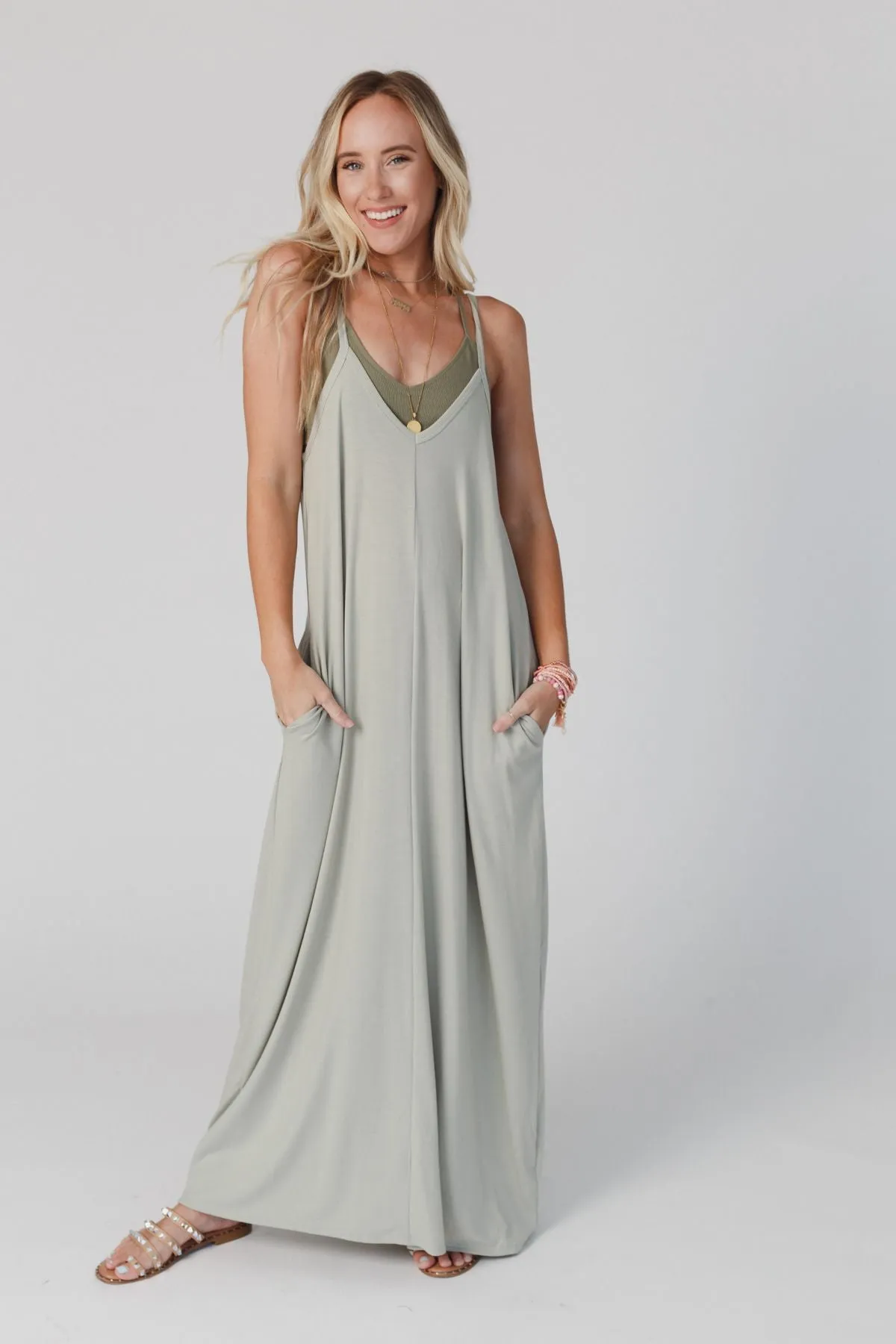 Perfection Pocket Maxi Dress - Light Sage