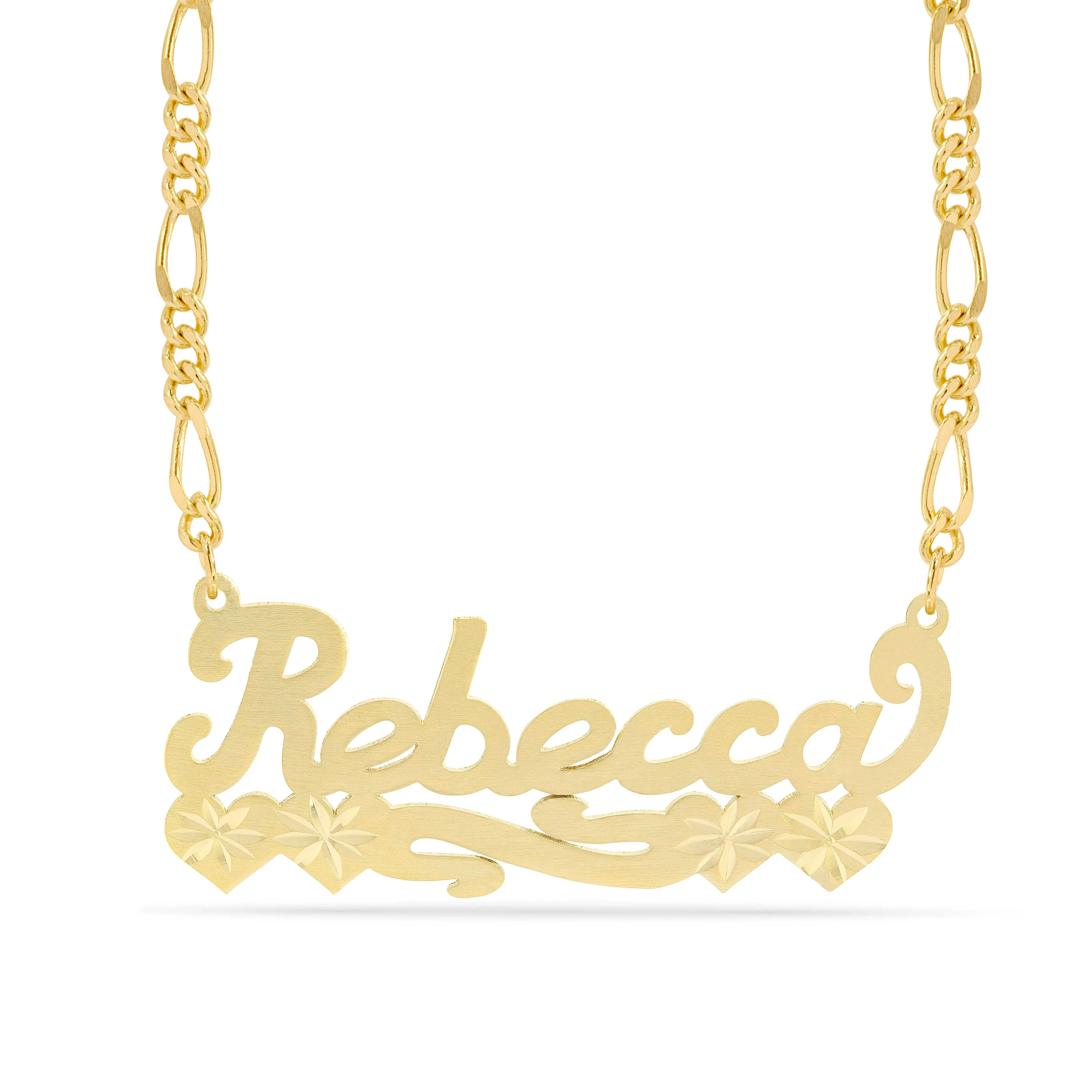 Personalized Name necklace with Satin and Hearts Rebecca