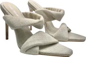 Public Desire Cream X Amber Avatar Natural Linen Padded Twin Strap Mule UK 5 EU 38 👠