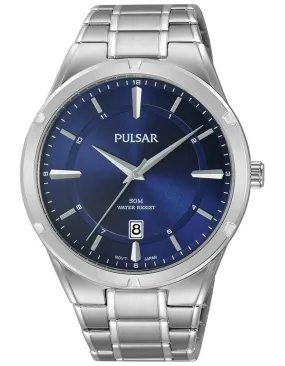 Pulsar Mens Business Collection Watch - Blue Dial - Steel Case & Bracelet - Date