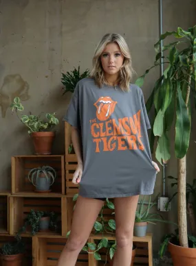 Rolling Stones Clemson Tigers Dazed Charcoal Thrifted Tee