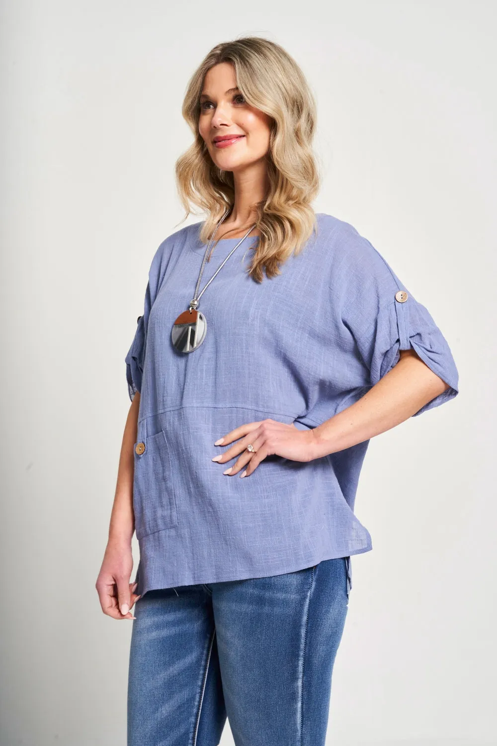 Saloos Boxy Shaped Cotton Top with Pocket