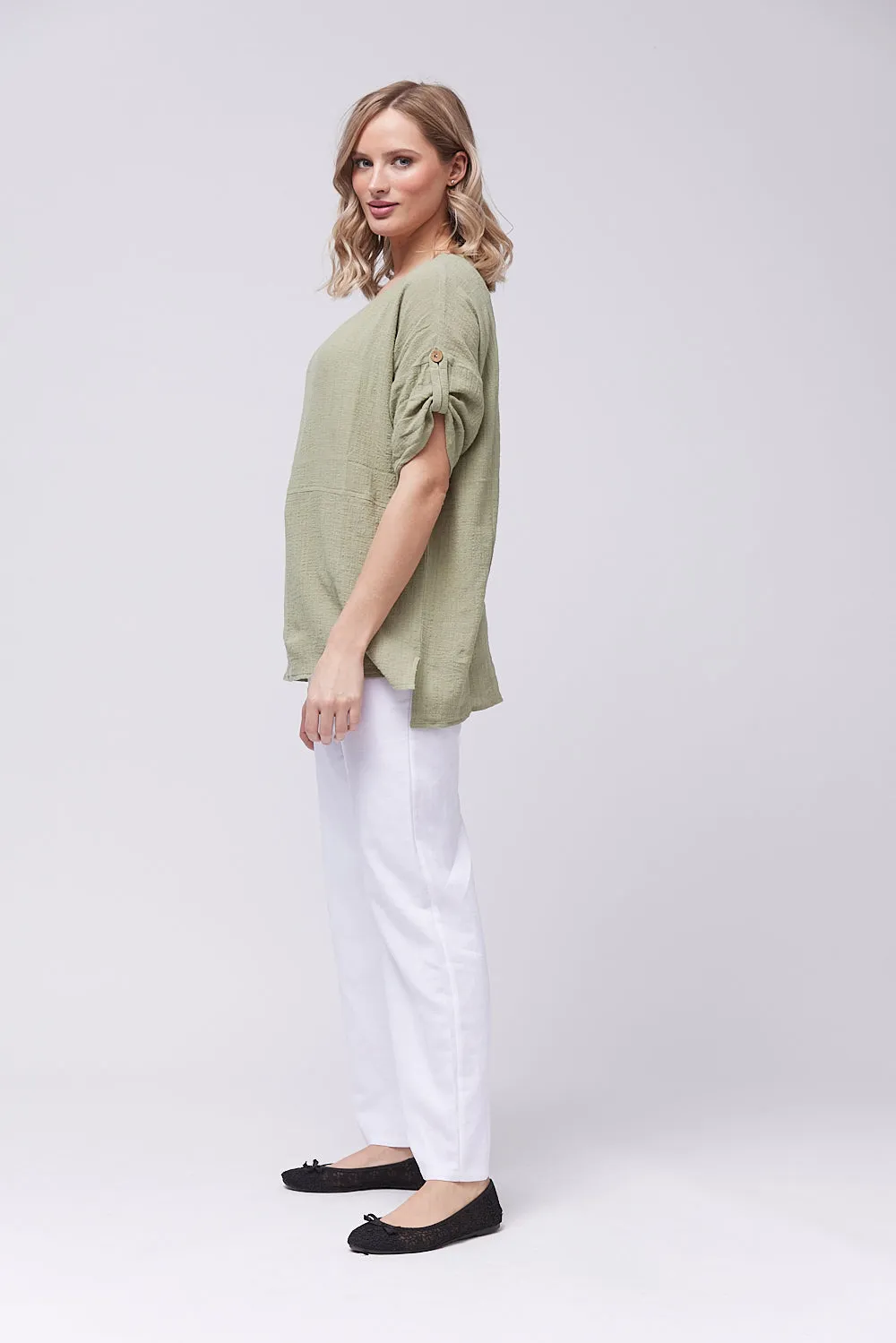 Saloos Boxy Shaped Cotton Top with Pocket