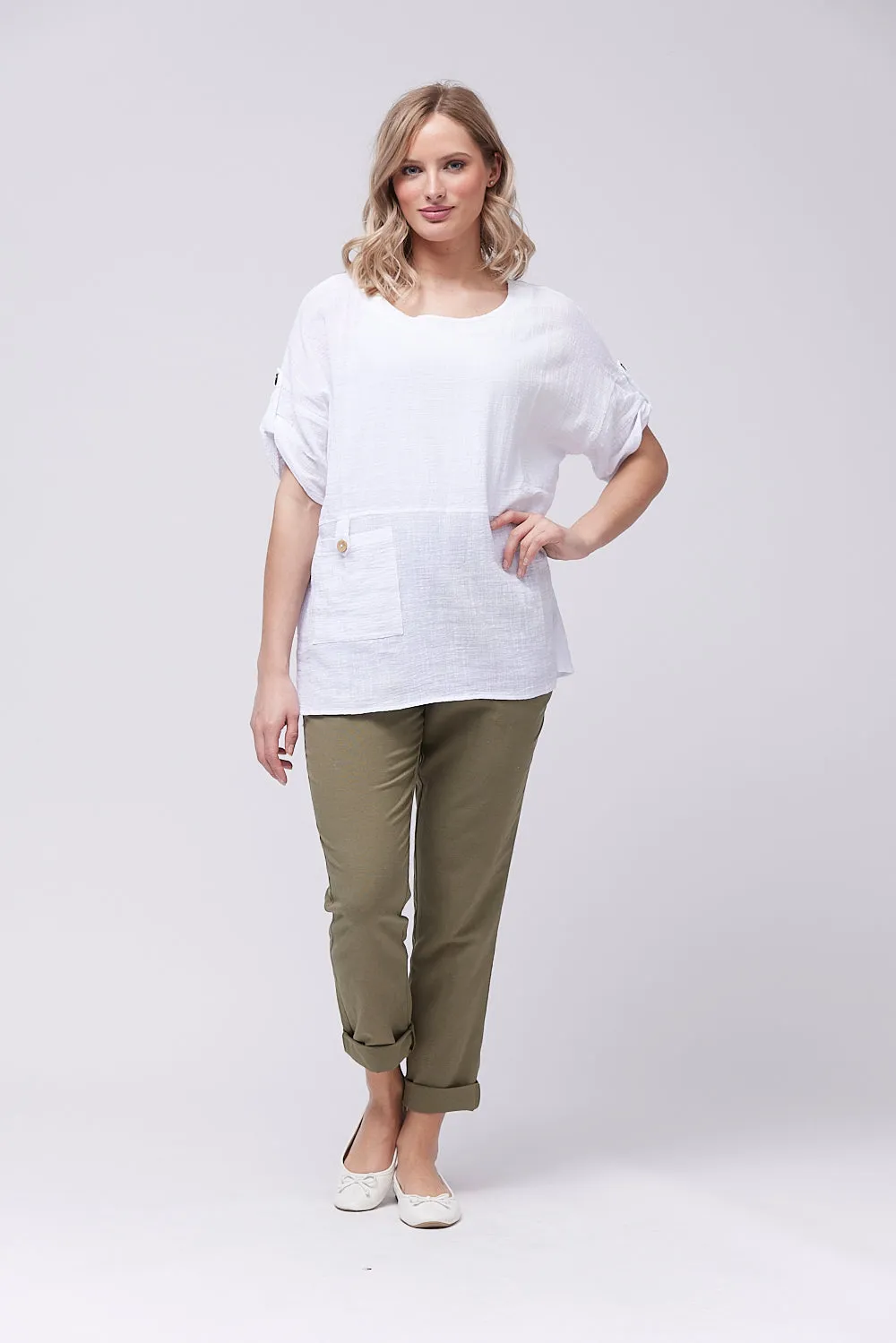 Saloos Boxy Shaped Cotton Top with Pocket