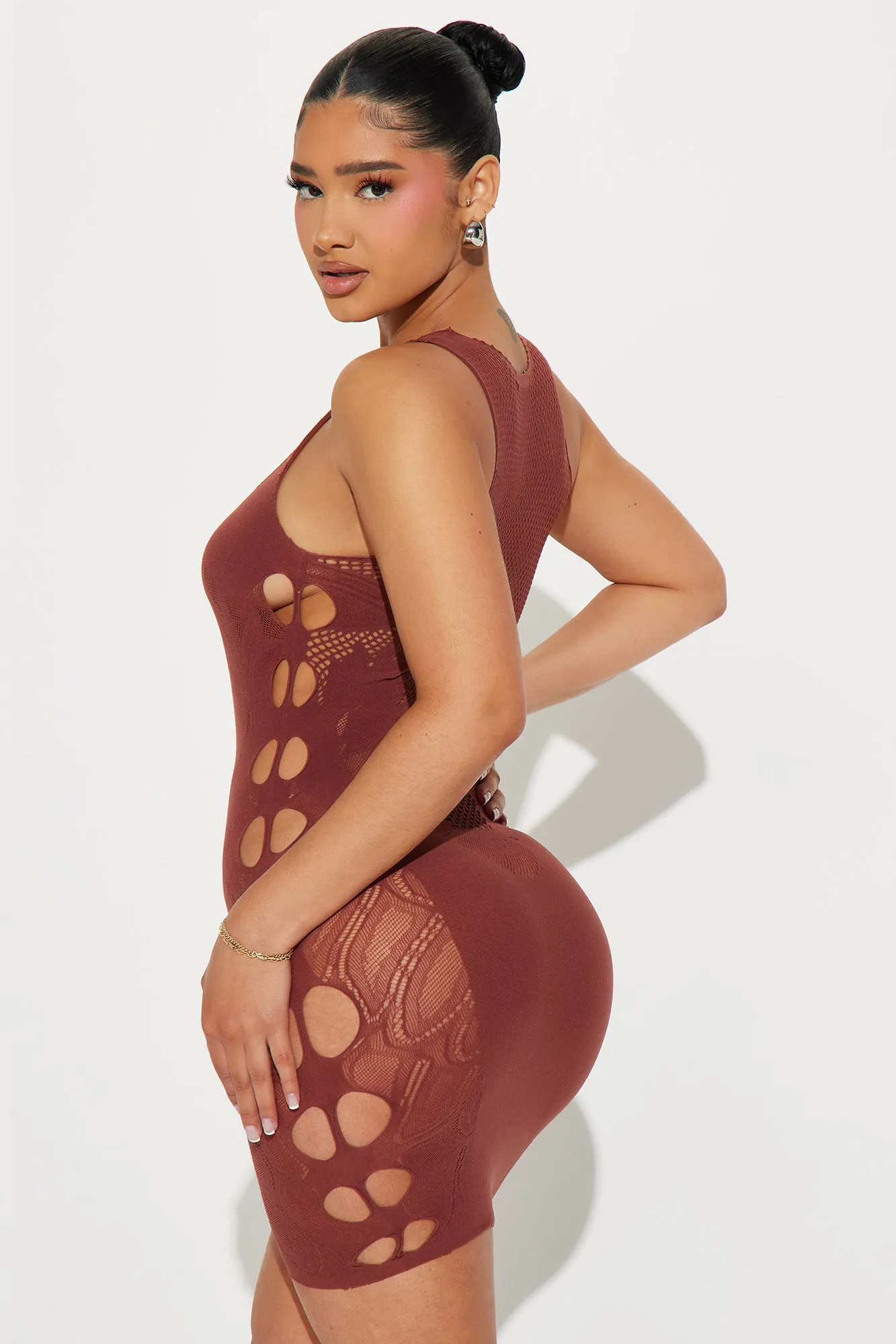 Sanvi Seamless Micro Mini Dress - Brown