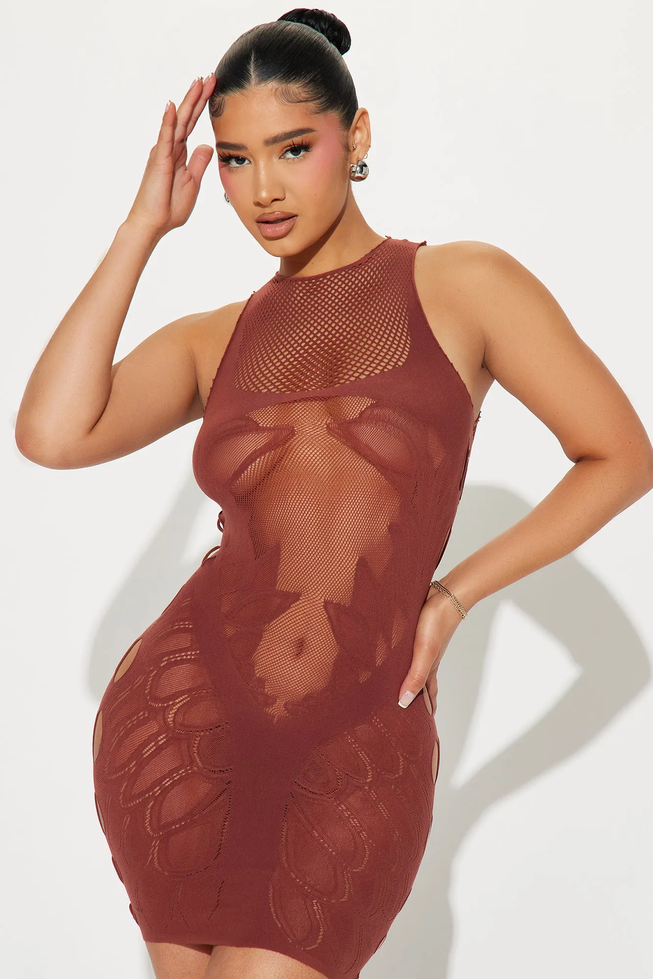 Sanvi Seamless Micro Mini Dress - Brown