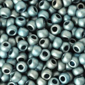 Seed Beads-8/0 Round-512F Higher Metallic Frosted Blue Haze-Toho-7 Grams