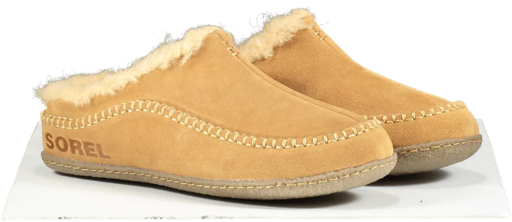 SOREL Camel Beige Fur Lined Lanner Suede Slipper Mules BNIB UK 8 EU 42 👞