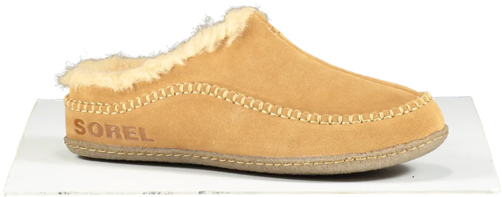 SOREL Camel Beige Fur Lined Lanner Suede Slipper Mules BNIB UK 8 EU 42 👞