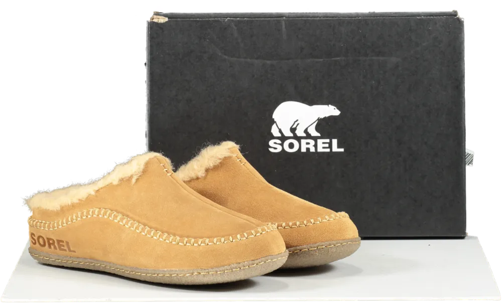 SOREL Camel Beige Fur Lined Lanner Suede Slipper Mules BNIB UK 8 EU 42 👞