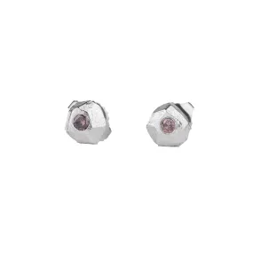 Sterling Silver Faceted Stud with Brown Diamonds by Dahlia Kanner