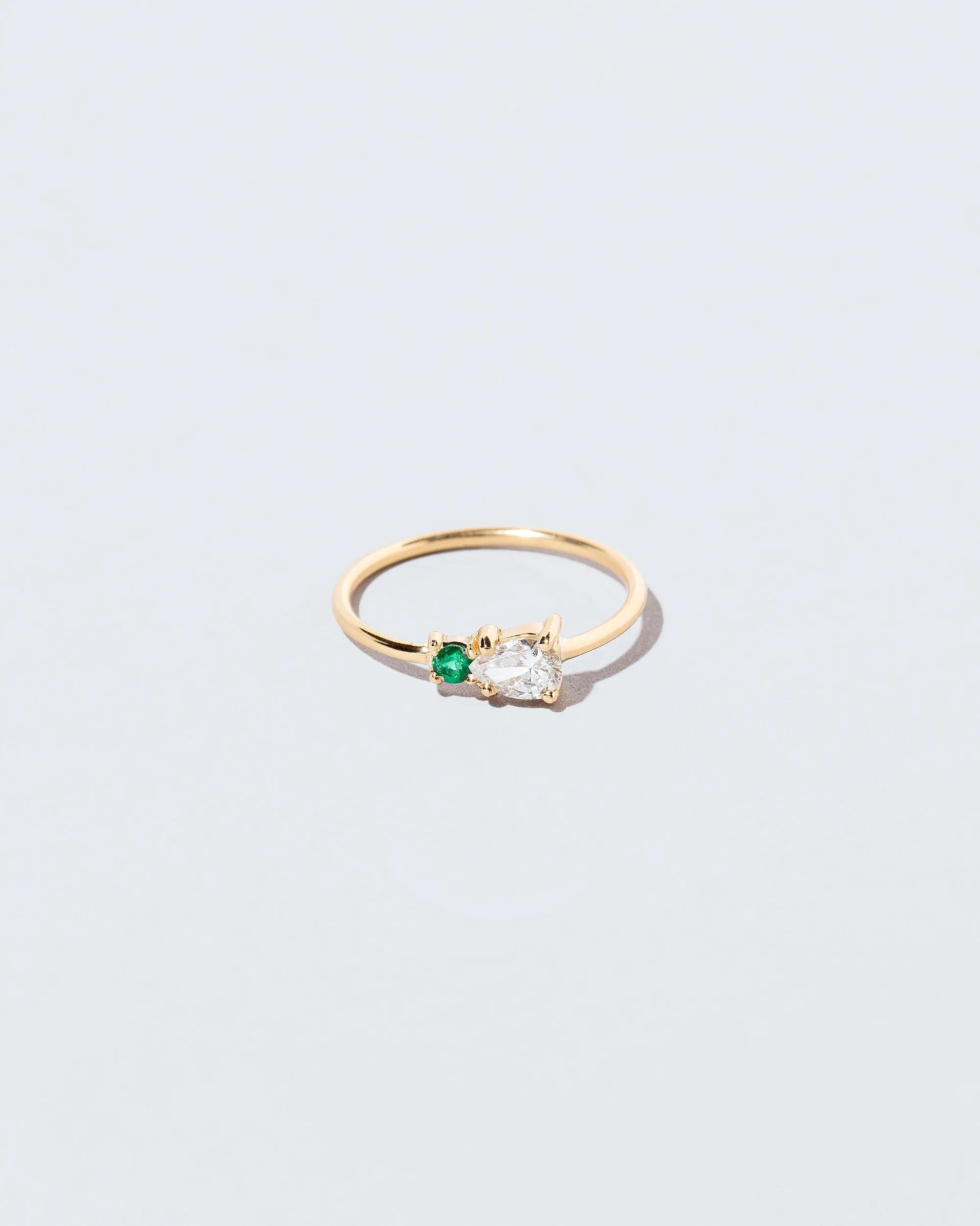 Teardrop Ring - Diamond & Emerald