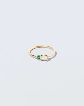 Teardrop Ring - Diamond & Emerald