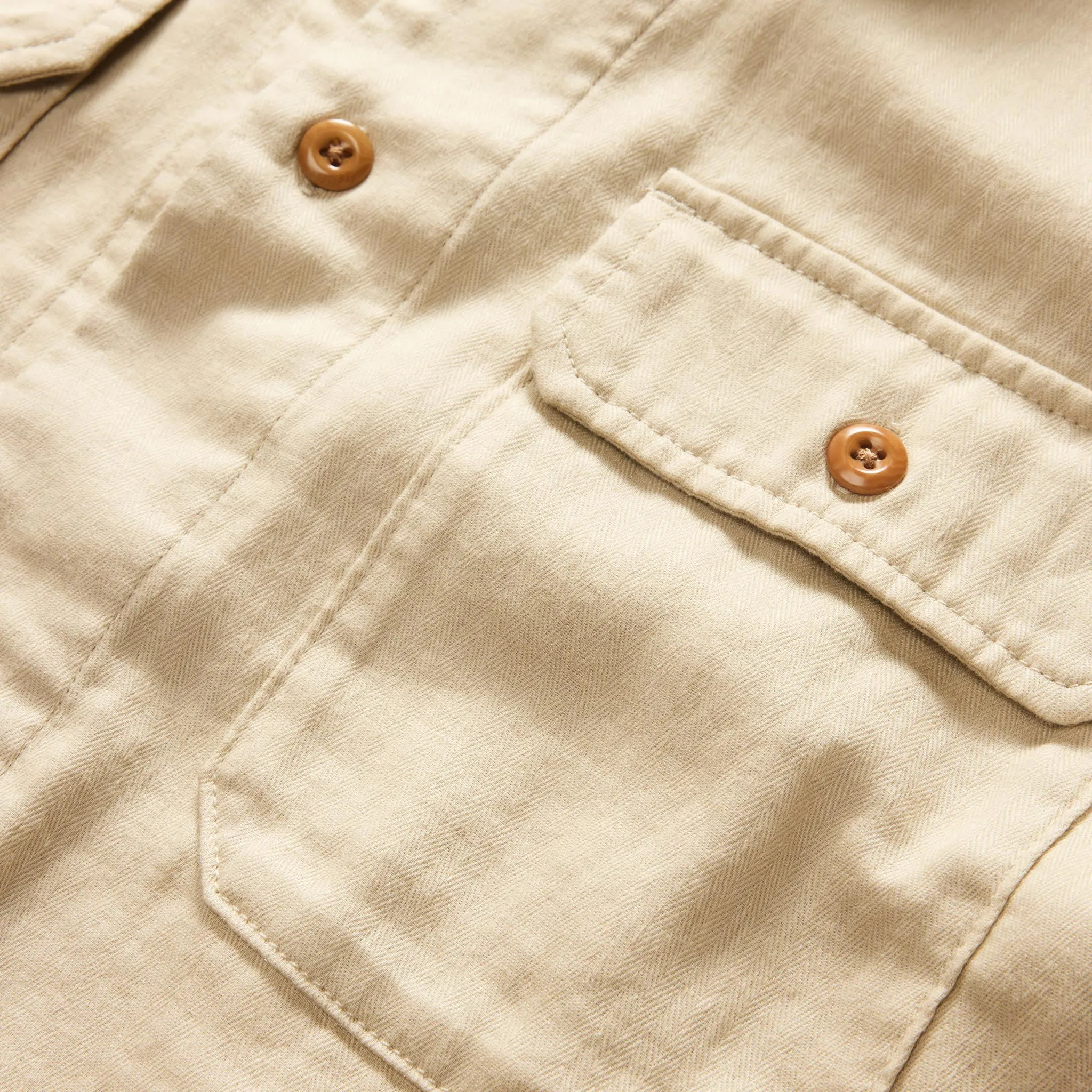 The Short Sleeve Officer Shirt in Dune Double Cloth