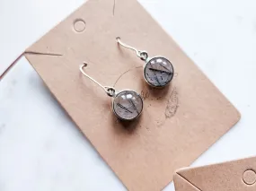 Tourmaline in Quartz Drop Sterling Earring || Round