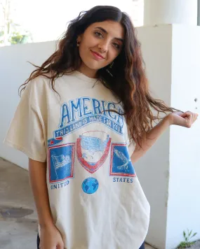 USA Patch Off White Thrifted Tee