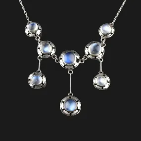 Vintage Arts and Crafts Silver Moonstone Necklace