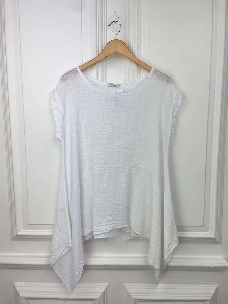 Vintage Cotton Cap Sleeve Top - White