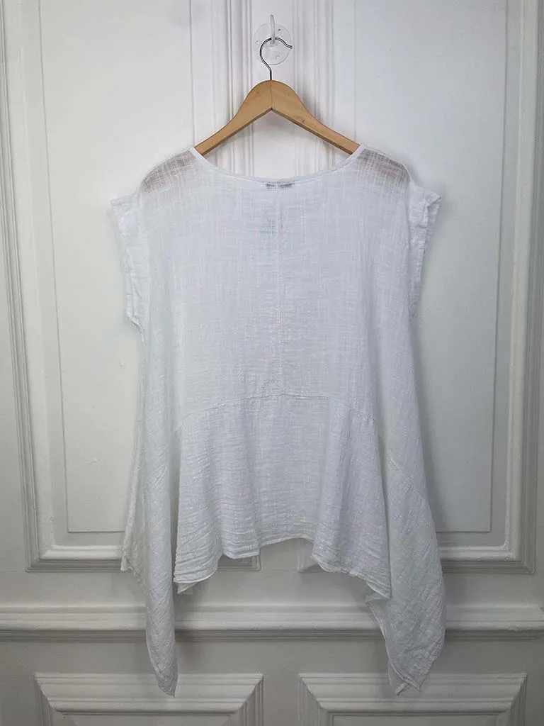 Vintage Cotton Cap Sleeve Top - White