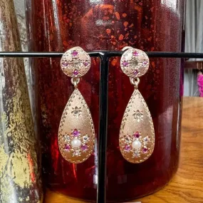 Vintage Ruby & Diamond Drop Earrings