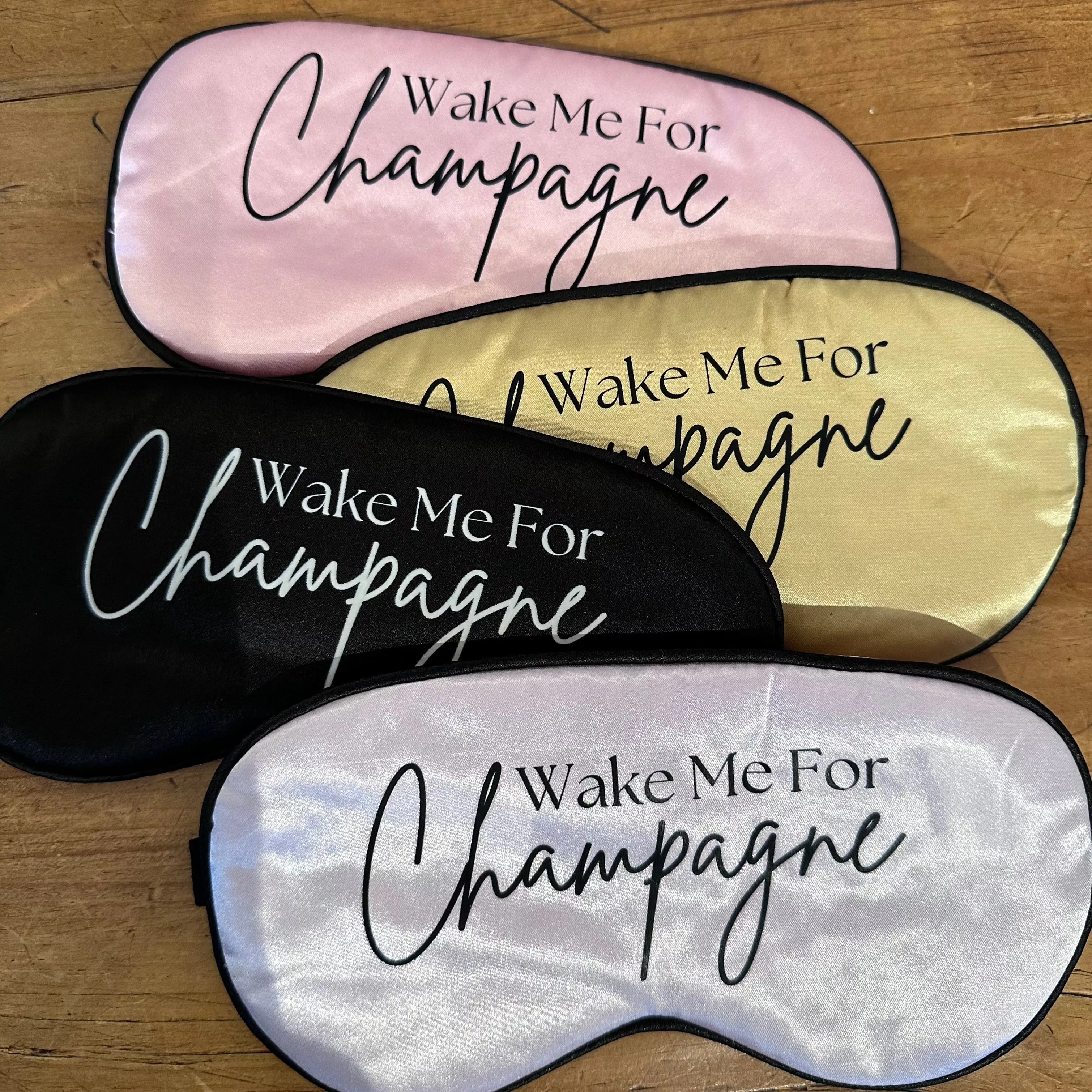 Wake Me For Champagne Satin Eye Mask