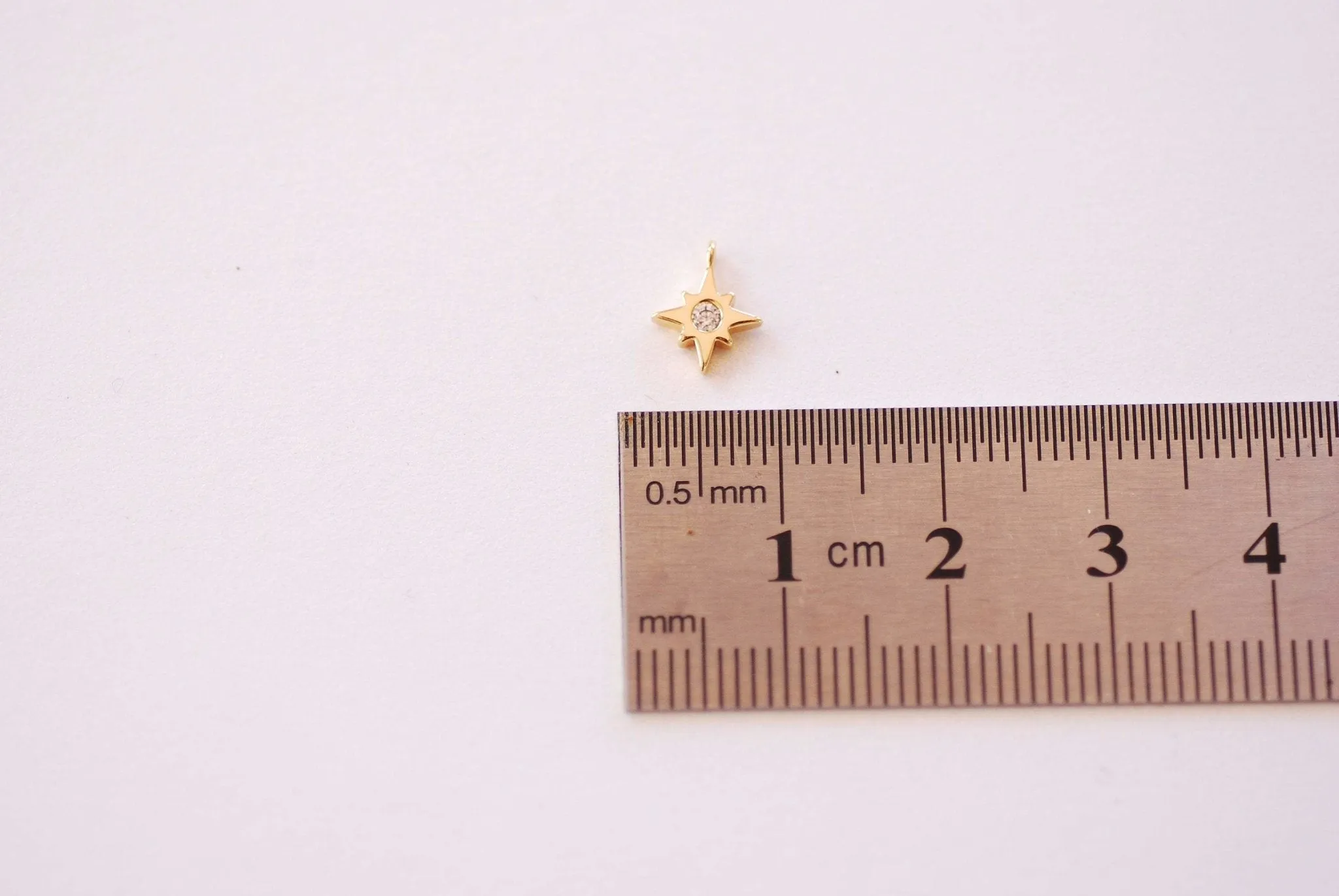 Wholesale Cubic Zirconia Tiny Star Charm - North Star Starburst Celestial Night Sky Earring Component HarperCrown Charms B138