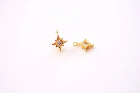 Wholesale Cubic Zirconia Tiny Star Charm - North Star Starburst Celestial Night Sky Earring Component HarperCrown Charms B138