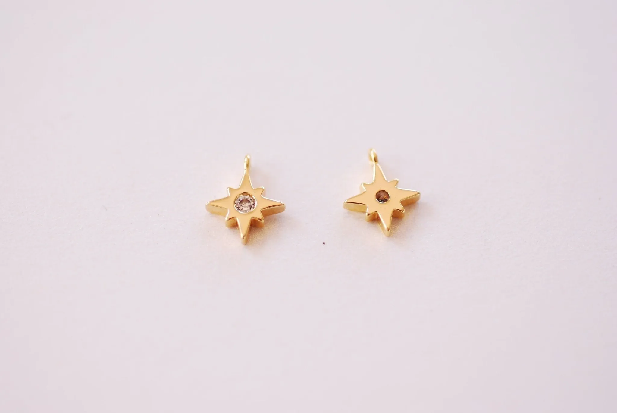 Wholesale Cubic Zirconia Tiny Star Charm - North Star Starburst Celestial Night Sky Earring Component HarperCrown Charms B138